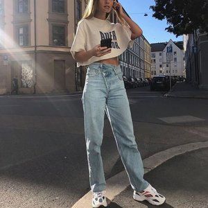 AGOLDE Criss Cross Jean in Suburbia with Raw Hem